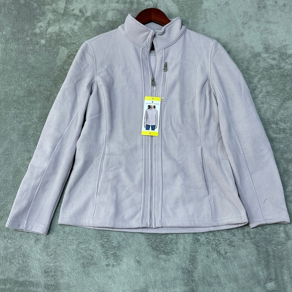 NWT Andrew Marc Women's Small Lavender Polyester Ribbed Full Zip Sweatshirt